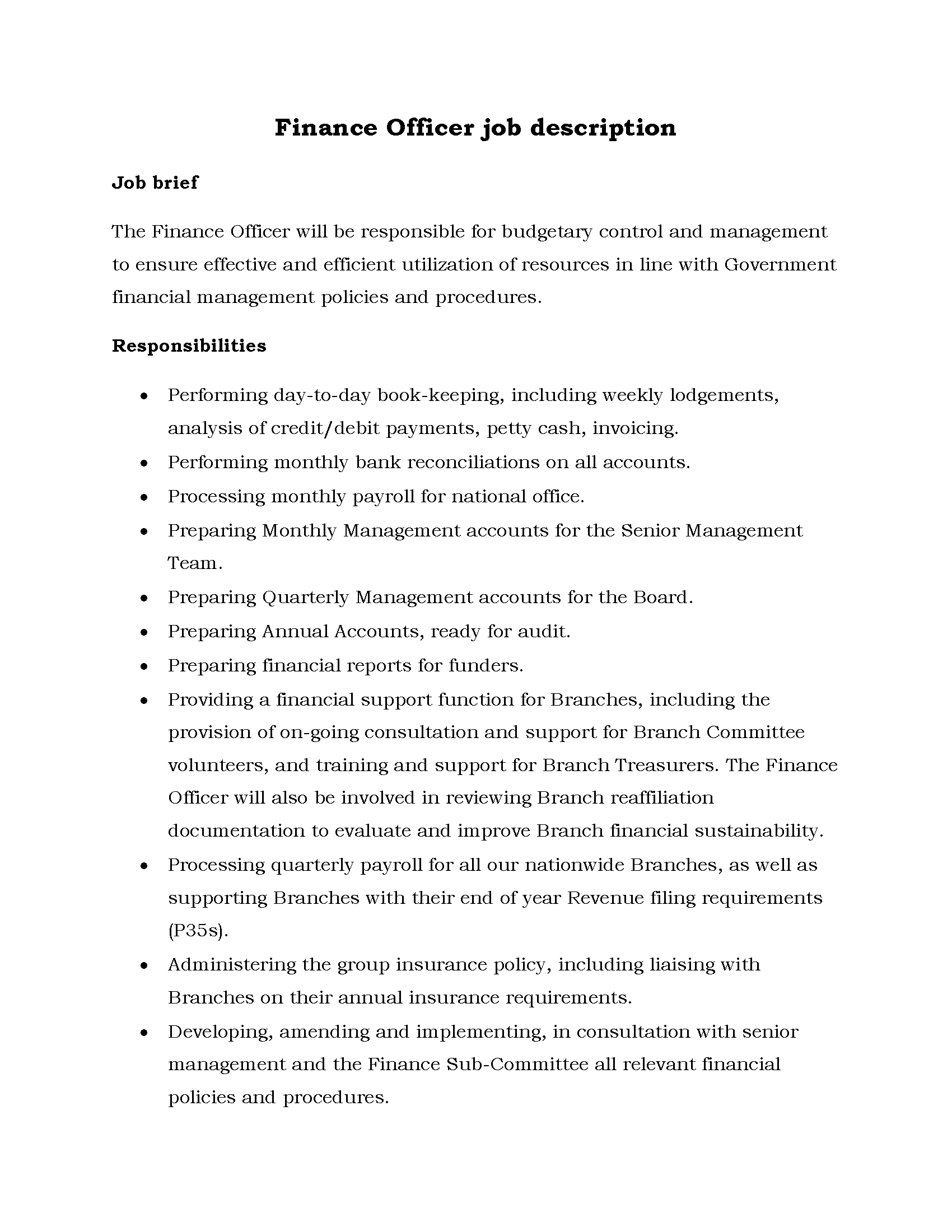 38-Finance Officer job description